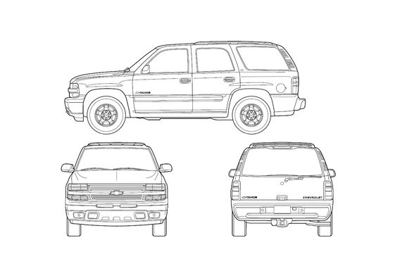 Download drawing Chevrolet Tahoe GMT800 SUV 2006 in ai pdf png svg formats